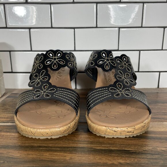 Skechers Beverlee Garden Picnic Womens Size 7 Shoes Black Luxe Foam Slide Sandal - Picture 2 of 13